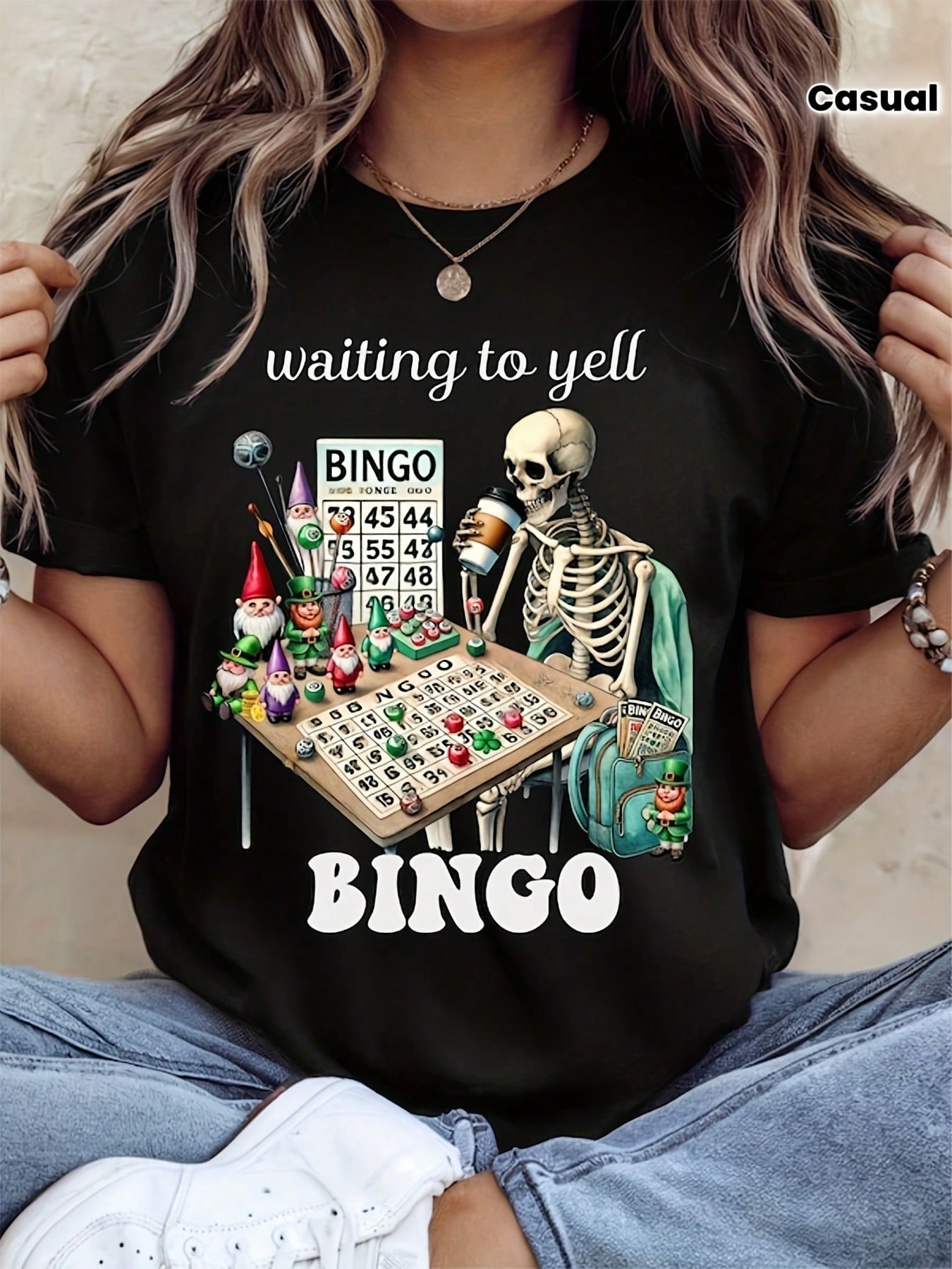 Party Games Bingo - Camiseta casual de gola redonda e